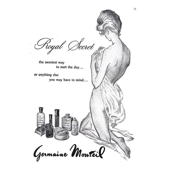 Germaine Monteil Royal Secret Cosmetics Beauty 1960s Vintage Print Ad 9 inch Tal - Picture 1 of 2